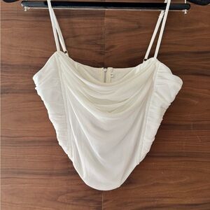 SHEIN Cream Draped Crop Top